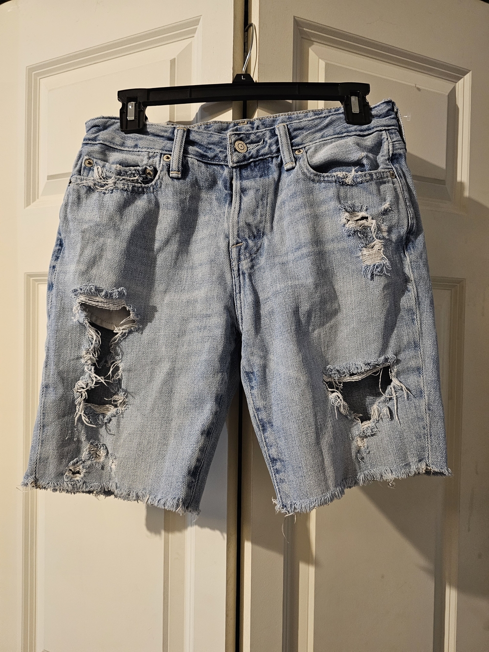 Abercrombie & Fitch Light Blue Distressed Denim Cutoff Shorts
